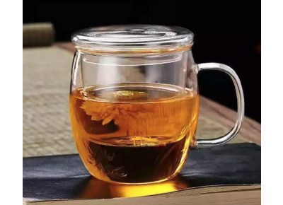 Kubek szklany 500ml z zaparzaczem szklanym i szklaną przykrywką