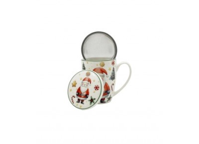 Kubek porcelanowy z metal. zaparza. MIKOŁAJ 0,36l Zdjęcie 2 z 4
