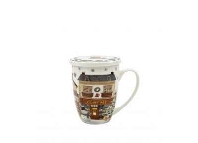 Kubek porcelanowy z metal. zaparza. DOMKI ŚWIĄTECZNE 0,36l Zdjęcie 4 z 4