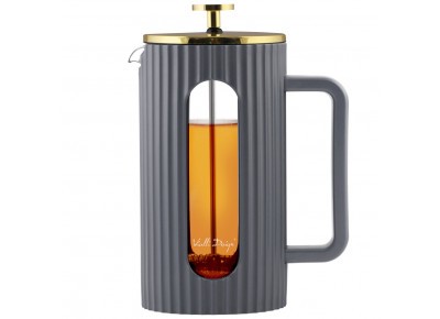 Zaparzacz do kawy French Press LIVIO ze złotą pokrywką 1l - SZARY