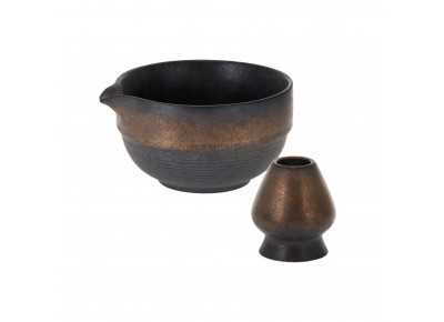 Zestaw CHAWAN z dzióbkiem 0,36l+ KUSENAOSHI złoto- brązowy