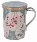 Kubek porcelanowy ORIENTAL z metal. zaparzaczem i pokrywką 0,35l
