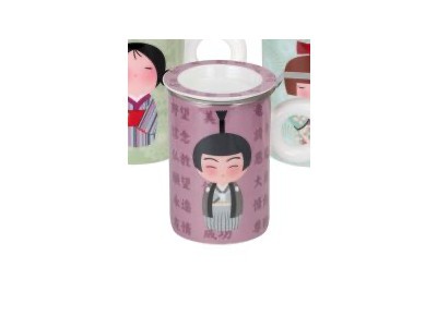 Kubek porcelanowy bone china HITOBITO z metal. zaparzaczem i pokrywką 0,3l - fioletowy Zdjęcie 2 z 2