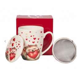 Kubek porcelanowy z metal. zaparza. JEŻ 0,36l