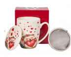 Kubek porcelanowy z metal. zaparza. JEŻ 0,36l