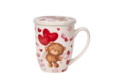 Kubek porcelanowy z metal. zaparza. MIŚ Z BALONAMI 0,36l Zdjęcie 5 z 6