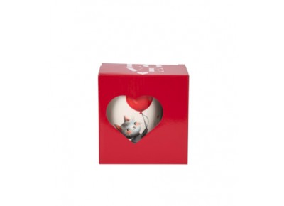 Kubek porcelanowy z metal. zaparza. KOT Z BALONEM 0,36l Zdjęcie 2 z 5
