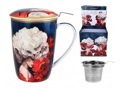 KWIATOWA DAMA 0,6l z zaparzaczem w ozdobnym pudełku