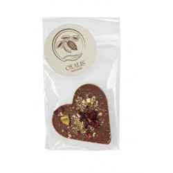 OXALIS Chocolate - Czekoladowe serduszko – mleczna czekoladka z pistacjami i malinami 25g