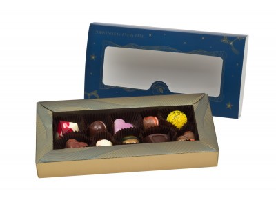 OXALIS Chocolate - BOMBONIERKA 10 pralin - niebieska - 89 g