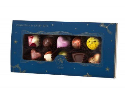 OXALIS Chocolate - BOMBONIERKA 10 pralin - niebieska - 89 g