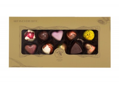 OXALIS Chocolate - BOMBONIERKA 10 pralin - złota - 89 g