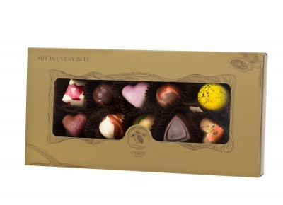 OXALIS Chocolate - BOMBONIERKA 10 pralin - złota - 89 g