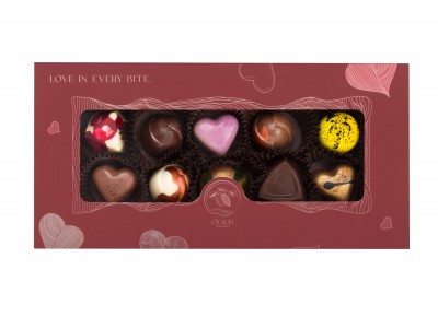 OXALIS Chocolate - BOMBONIERKA 10 pralin - czerwona - 89 g