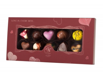 OXALIS Chocolate - BOMBONIERKA 10 pralin - czerwona - 89 g Zdjęcie 4 z 4