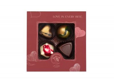 OXALIS Chocolate - BOMBONIERKA 4 praliny - czerwona - 35 g