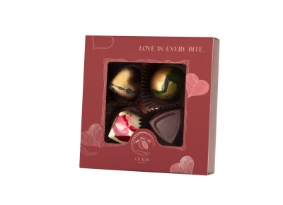 OXALIS Chocolate - BOMBONIERKA 4 praliny - czerwona - 35 g