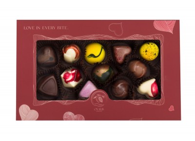 OXALIS Chocolate - BOMBONIERKA 13 pralin - czerwona - 116 g
