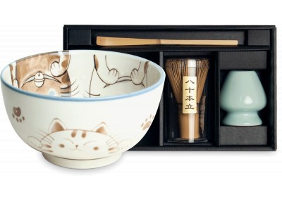 Zestaw akcesoriów do MATCHA AOI NEKO (czarka, miotełka, stojak na miotełkę i łyżeczka)