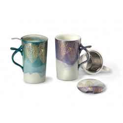 Kubek new bone china GOLDEN LEAF 0,4 l - seledynowy